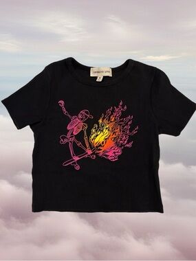 Consciousy Love Black Short Sleeve Flame Skeleton Tee